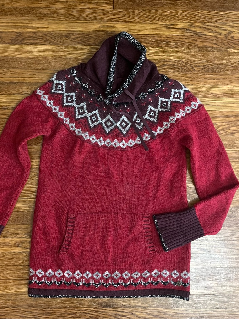 Y2k Eddie Bauer S wool blend mohair sweater cowl neck cabincore fair isle Fall